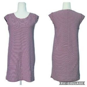 Everly Striped Purple Pink White Shift Mini Dress Cap Sleeve Crew Neck Size 4
